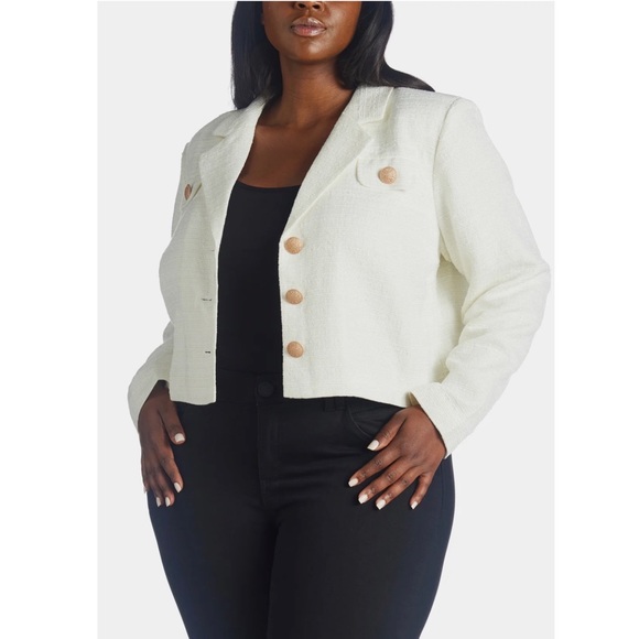 Marée Pour Toi Chic Tweed Jacket in Ivory/Off White, Plus Size 22 New w/Tag - Picture 11 of 12